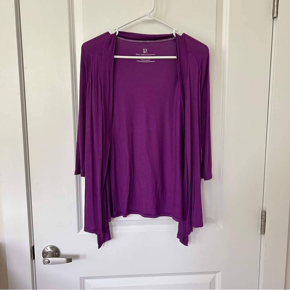 NY&CO 3/4 Sleeve Purple Cardigan, Soft Jersey Material , Size XS